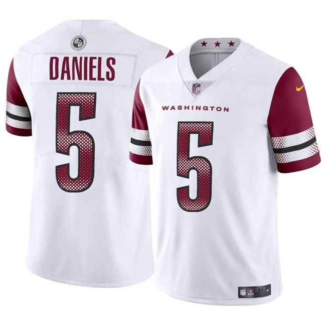 Men & Women & Youth Washington Commanders #5 Jayden Daniels White 2024 Draft Vapor Limited Stitched Jersey